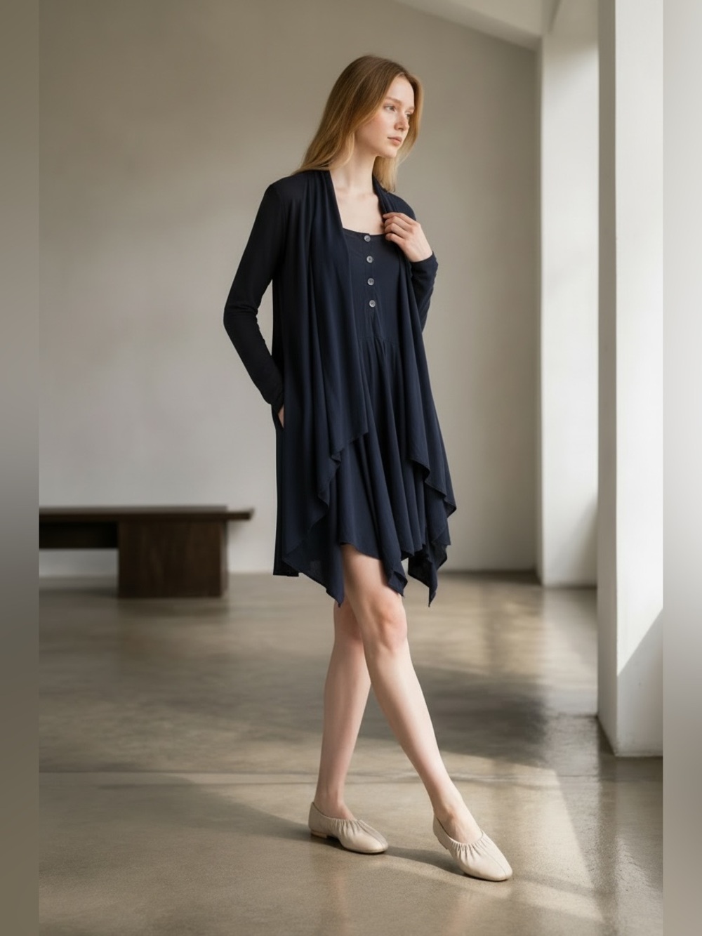 MC Planet by Innate- Navy Dress with Handkerchief Hem